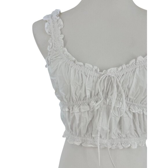 Zara White Milkmaid Cotton Corset Crop Top | Coquette Cottagecore Romantic Boho - Picture 3 of 13